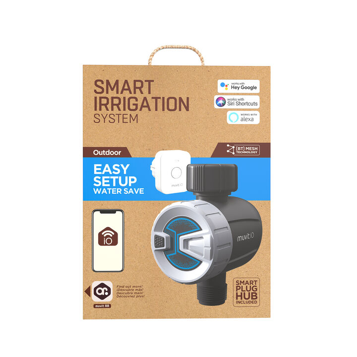 Riega tus plantas o jard&iacute;n con el sistema irrigaci&oacute;n Bluetooth Mesh muvit iO y aseg&uacute;rate de que nunca les falte agua. Controla el horario y duraci&oacute;n del riego desde cualquier lugar atrav&eacute;s de nuestra app muvit iO Home.