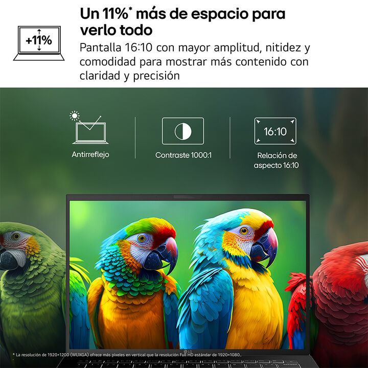 <p>Port&aacute;til ultraligero LG gram de 16", procesador Ryzen AI 5 430, 16 GB RAM, 512 GB SSD, hasta 26 horas de autonom&iacute;a, 1.800 g de peso, color Negro carb&oacute;n, Windows 11 Home. Modelo 16U55U-G.AS55BN.</p>
