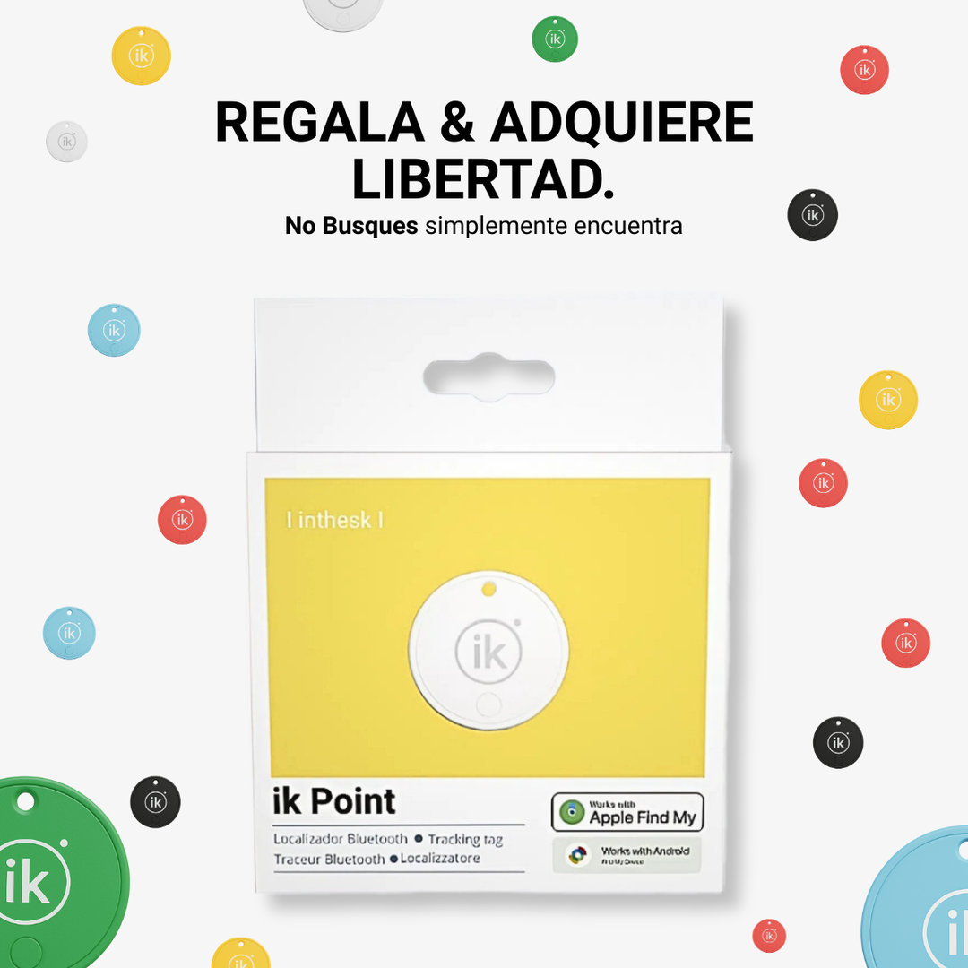 IK Point funciona con la red Apple Find My o Google Find My Device, para que puedas encontrar tus objetos en casi cualquier parte del mundo.
¡IK Point no es tímido! Nuestros localizadores emiten un tono realmente fuerte, para que encuentres tus cosas más rápido, incluso si están escondidas en la habitación de al lado.
Aplicación gratuita de I Inthesk I