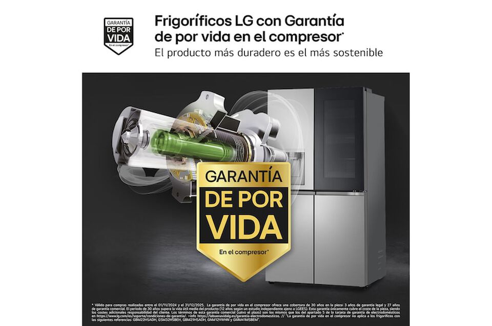 Frigor&iacute;fico americano de 4 puertas con 646 litros, InstaView, DoorCooling+, LinearCooling, UVnano y dispensador de agua y hielo. Clase energ&eacute;tica E y dise&ntilde;o inox antihuellas.
