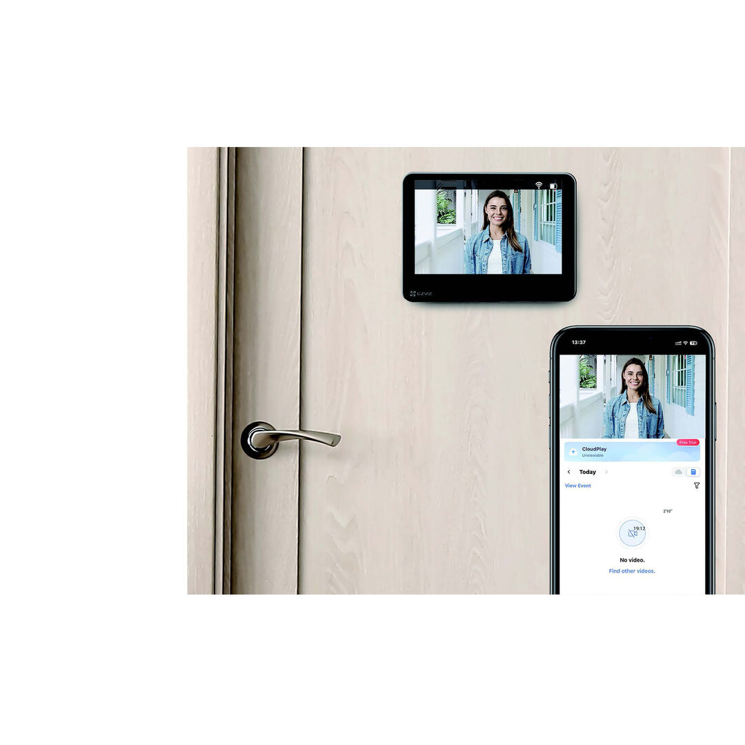 Mirilla inteligente Wi-Fi. La seguridad de la puerta principal simplificada y visible 
Proteja su puerta principal de forma sencilla con la HP4 de EZVIZ. Puede controlarla de forma remota con la aplicación EZVIZ; es más, basta con unos simples toques en la pantalla interior. La HP4 le mantiene conectado e informado, lo que añade una capa extra de seguridad a su familia