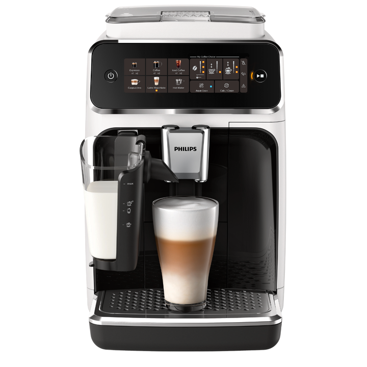 Disfruta de 6 bebidas calientes y refrescantes con un solo toque, con la crema, el aroma y la temperatura perfectos. LatteGo prepara automáticamente espuma de leche suave como la seda para tus cafés, es fácil de configurar y se puede limpiar en solo 10 segundos*.