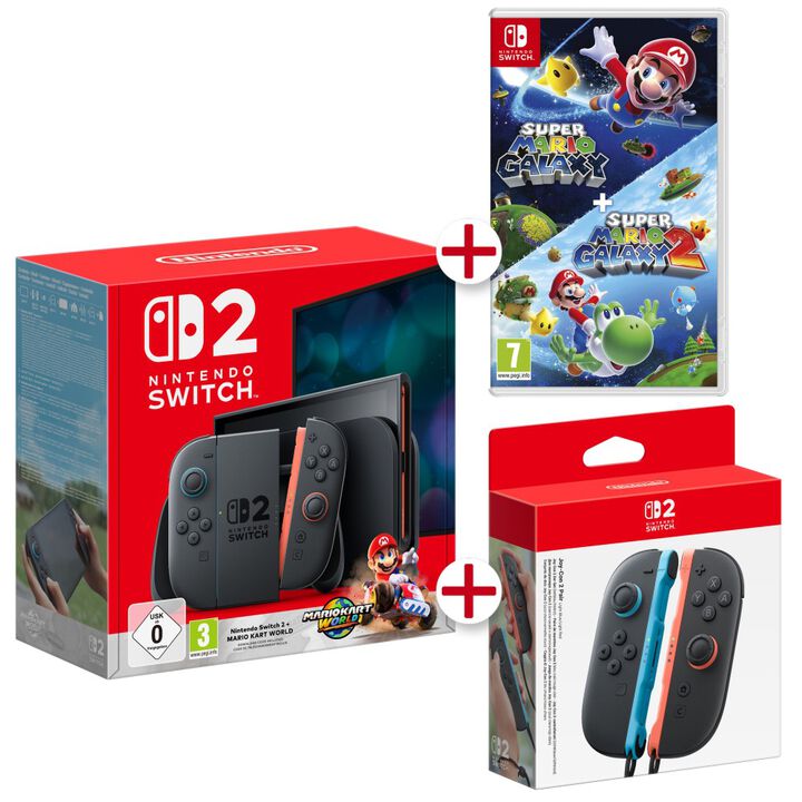 CONSOLA NINTENDO SWITCH 2 CON MARIO KART WORLD + SUPER MARIO GALAXY 1 Y SUPER MARIO GALAXY 2 + JOYCON 2 SWITCH 2 VERSI&Oacute;N ESPA&Ntilde;OLA