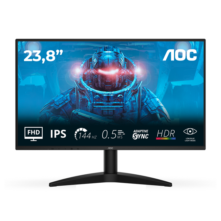 AOC 24B36X Monitor 24" FHD, 120Hz, IPS, 1ms MPRT, Adaptive Sync. (1920x1080, 1x HDMI 1.4, 1x DP 1.4), Negro