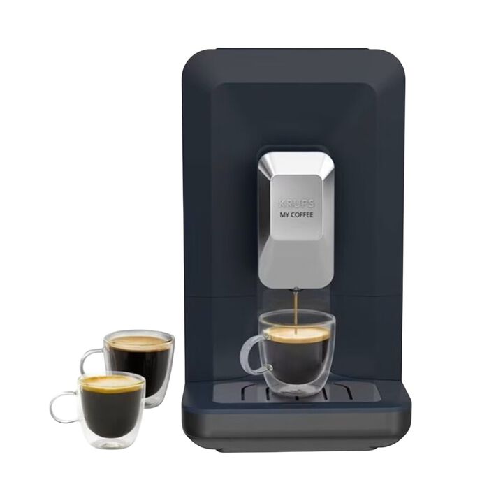 Krups My Coffee, la cafetera superautomatica compacta con molinillo de acero inoxidable, pantalla t&aacute;ctil y tres recetas de caf&eacute; reci&eacute;n molido.