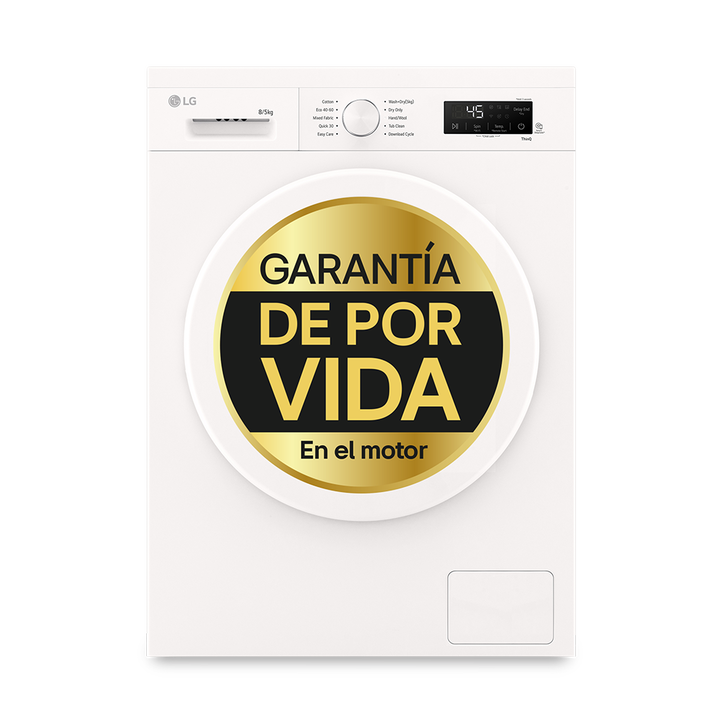 Lavasecadora LG 8 kg + 5 kg con Direct Drive, 6 Motion, Steam y Wi-Fi ThinQ