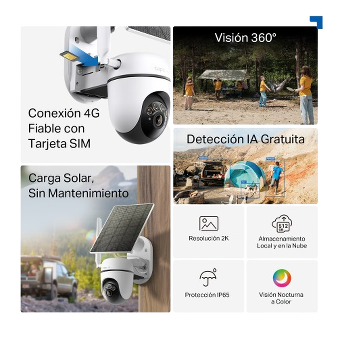 C&aacute;mara de seguridad 360&ordm; 4G con panel solar