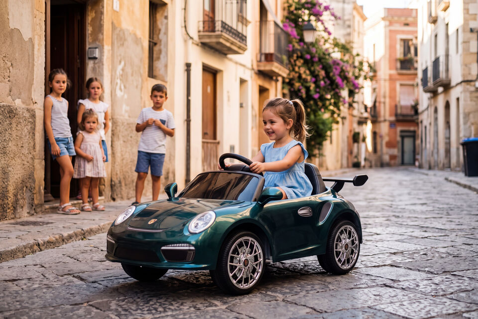 Porsche coche el&eacute;ctrico infantil verde