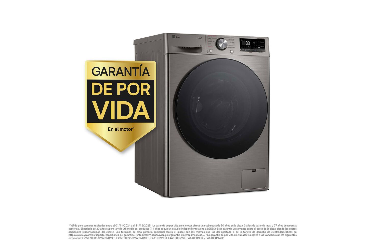 Lava-secadora 11 kg/6 kg inox con AI DD, TurboWash 360°, autodosificación, vapor y Wi-Fi.
