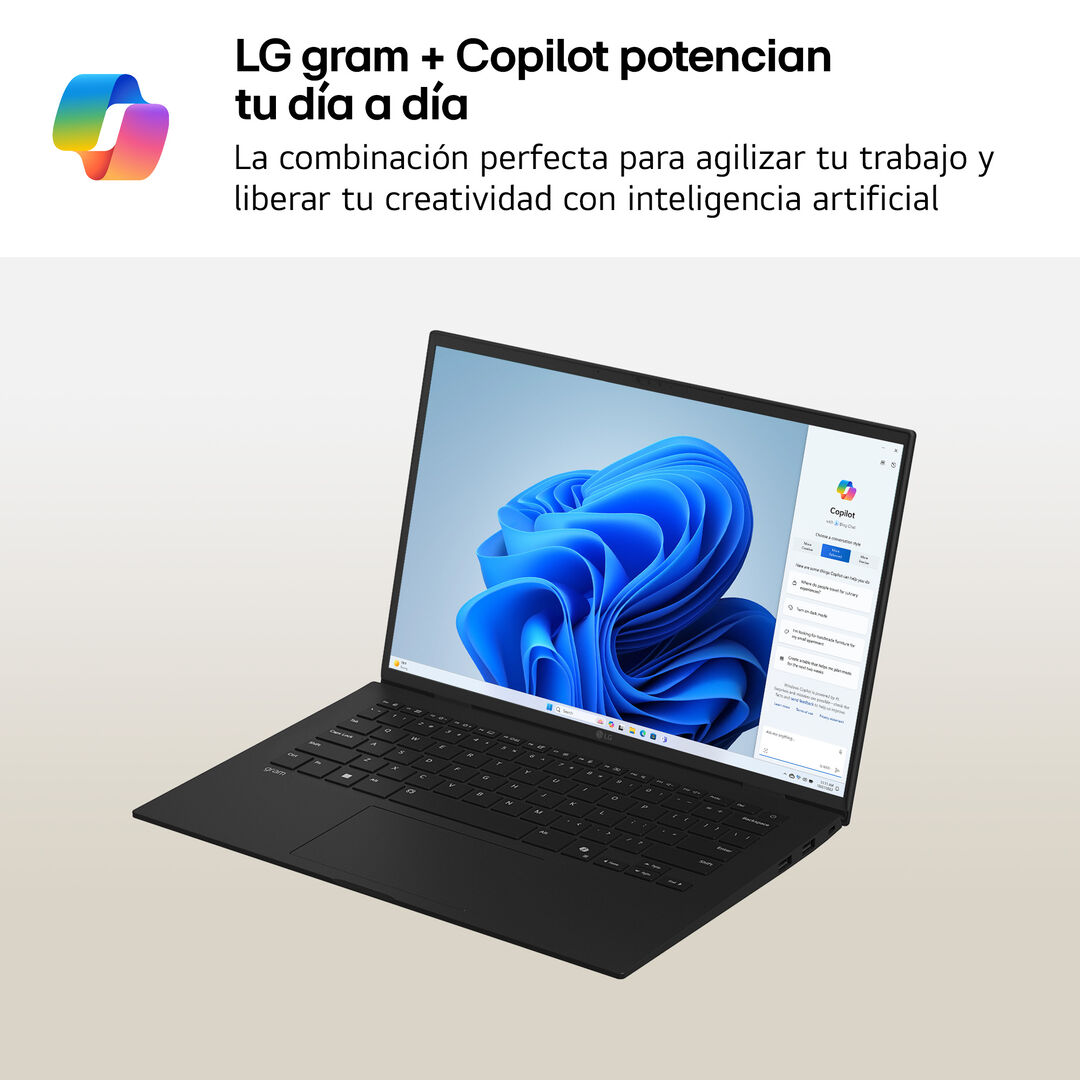 Port&aacute;til 17" LG gram - 17Z90T, Windows 11, Intel&reg; Core&trade; Arrow Lake, 32 GB RAM, 2 TB SSD, Panel IPS WQXGA (2560x1600), Ligero 1,3 kg, 20 horas de bater&iacute;a, Negro