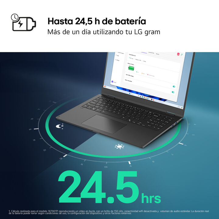 Port&aacute;til 14" LG gram - 14Z90RU, Windows 11, Intel&reg; Core&trade; i5, 16 GB RAM, 512 GB SSD, Panel IPS WUXGA (1920x1200), Ligero 1 kg, 24,5 Horas de bater&iacute;a, Negro