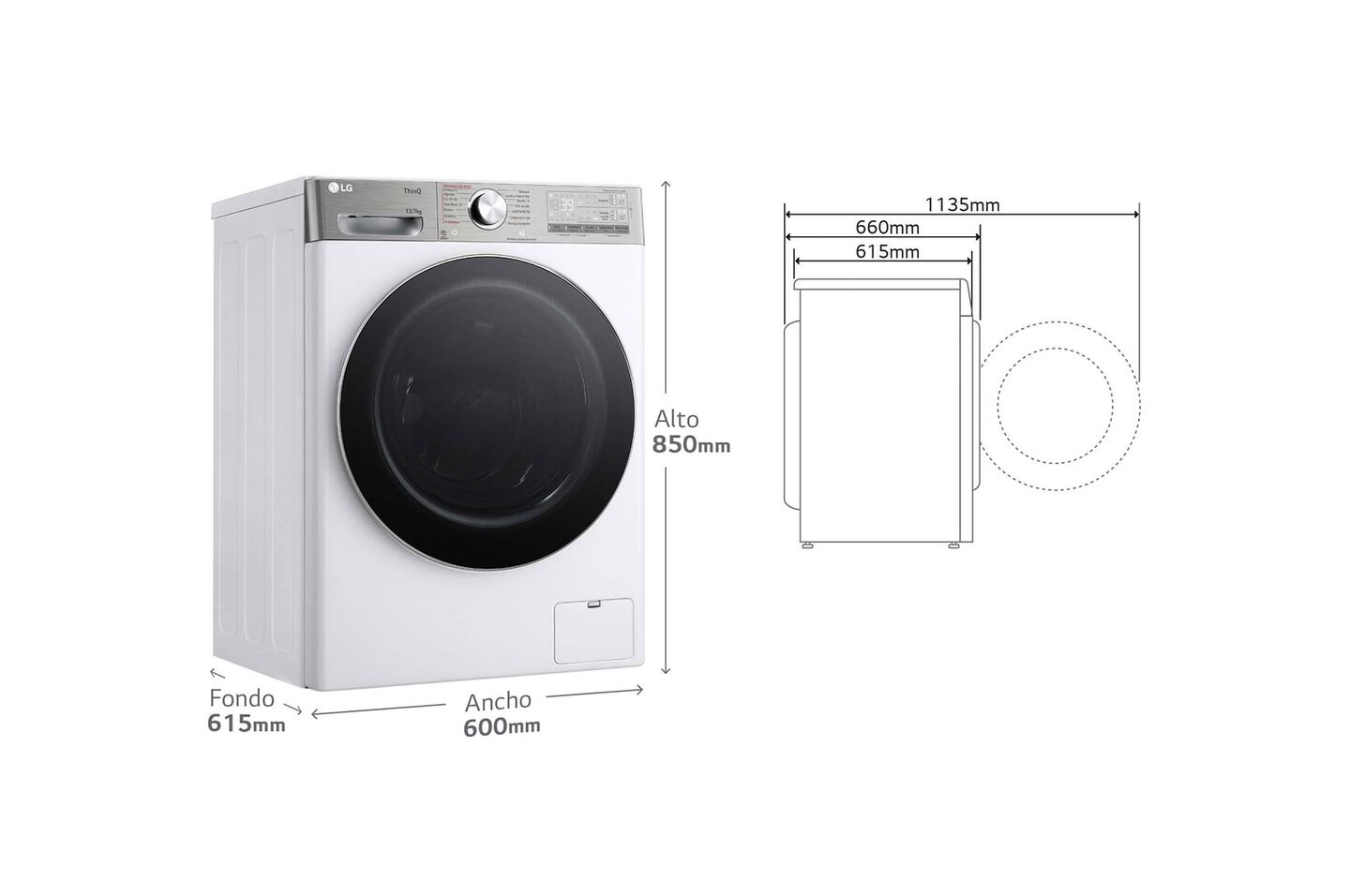 Lava-secadora 13 kg/7 kg con AI DD, TurboWash, autodosificaci&oacute;n, vapor y control Wi-Fi.