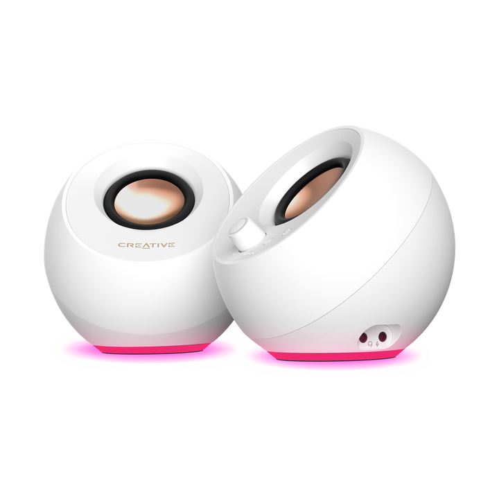 Altavoces blancos minimalistas 2.0 USB-C para ordenador con Bluetooth&reg;5.3 e iluminaci&oacute;n RGB personalizable