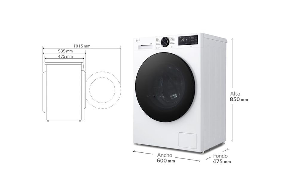 Lavadora LG 9kg, AI Direct Drive, TurboWash 360&ordm;, 1200rpm, Clase A -20%, fondo reducido.