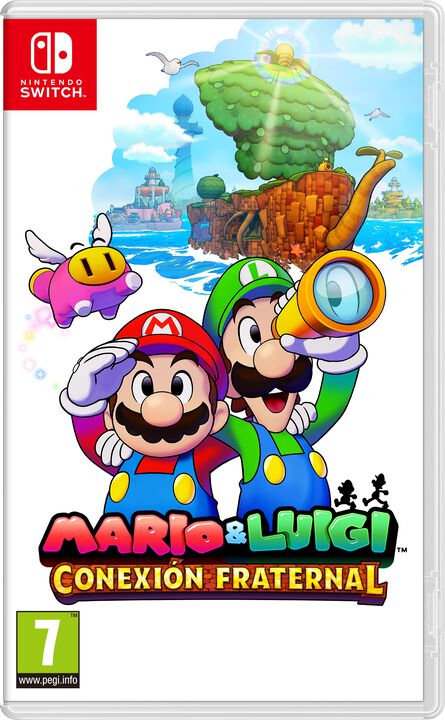 MARIO &amp; LUIGI: CONEXIÓN FRATERNAL PARA NINTENDO SWITCH JUEGO FÍSICO VERSIÓN ESPAÑOLA GARANTÍA EUROPEA SPANISH VERSION
IDIOMAS:
¡Viaja de isla en isla en esta marítima aventura de Mario y Luigi!
¡El inimitable dúo de hermanos regresa para una nueva aventura en alta mar! Leva anclas en compañía de Mario y Luigi a bordo de la Isla Nao (mitad barco, mitad isla), y recorre el ancho mundo de Concordia. Usa el cañón de la Isla Nao para visitar, explorar y vivir mil peripecias en todo tipo de islas, que albergan desde selvas tropicales hasta bulliciosas ciudades.
 
Video will open in a new window
Conoce a nuevos amigos por el camino, como Conetta y Porcopolo (que no es un cerdo en absoluto), y crúzate con personajes conocidos del Reino Champiñón, como Peach y Bowser, que quizá te echen una mano durante la aventura.
Tendrás que recurrir al vínculo que une a Mario y Luigi para lograr la victoria. Usa las acciones tándem para salvar obstáculos mientras exploras, y ejecuta poderosos ataques tándem que les dan un toque muy dinámico a los clásicos combates por turnos. ¡Necesitarás sacarle todo el provecho a esta "conexión fraternal" para que los hermanos salgan airosos!
