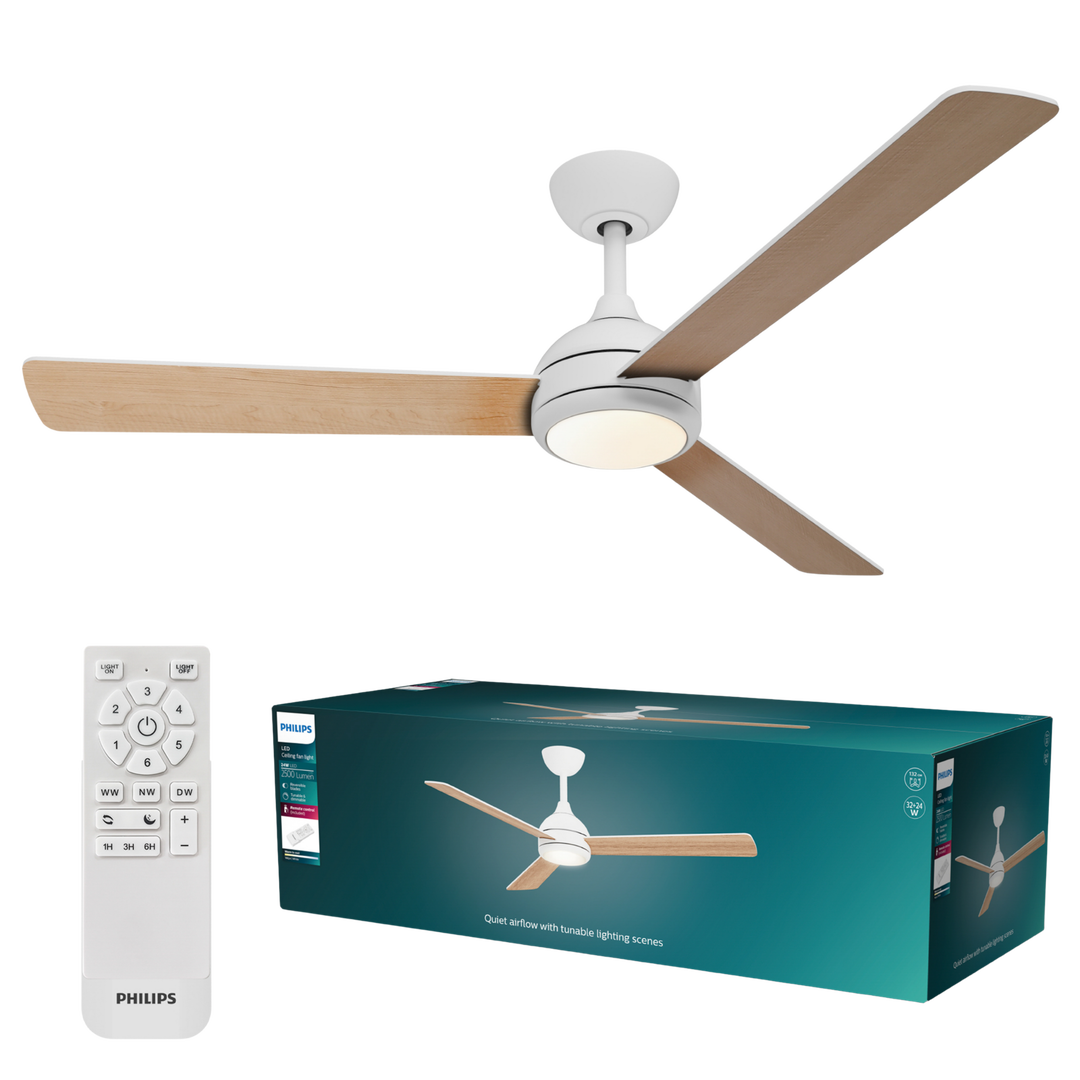 Ventilador de Techo Velyx 52&Prime; DC Blanco madera