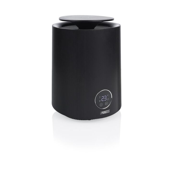 Calefactor cerámico 360° con panel de cristal Smart, controlado por app, Control Manual, por Smartphone o Voz, App Gratuita. 1800W de potencia para habitaciones de 25 m². Termostato ajustable y funcionalidad inteligente