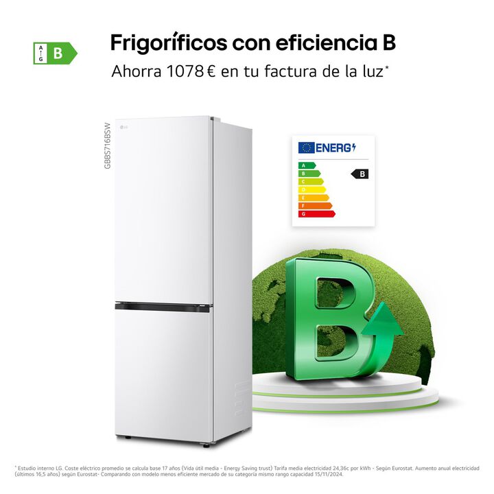 LG Frigor&iacute;fico Combi 1,86m 375l Blanco GBBS716BSW
