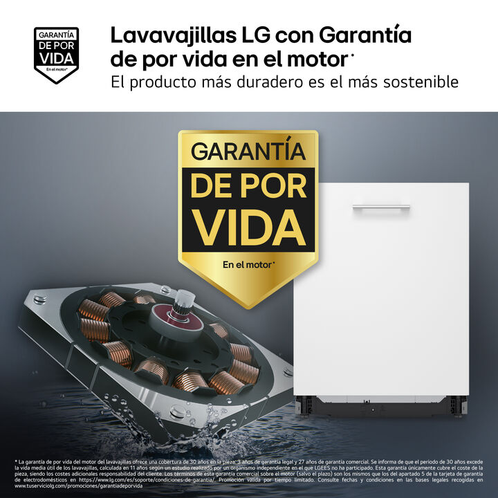 Lavavajillas integrable LG 14 cubiertos con TrueSteam, QuadWash y conectividad ThinQ