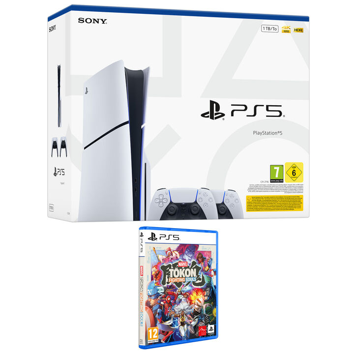 Consola PS5 DISCO 1Tb (CFI-2116 Slim Chasis E) + 2 Mandos inal&aacute;mbricos DualSense + Marvel Tōkon: Fighting Souls