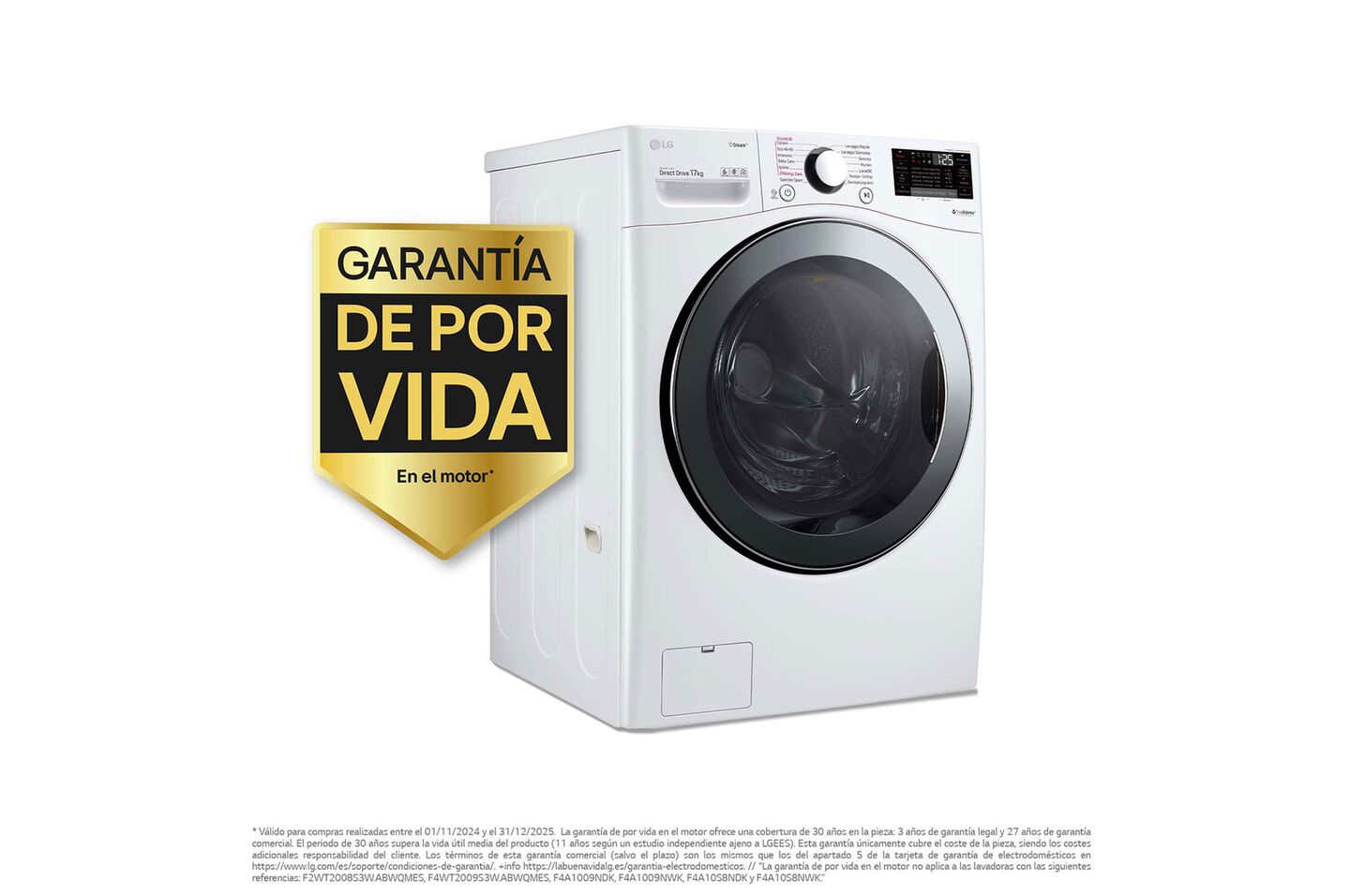 Lavadora LG 17 kg con Inverter Direct Drive, Steam y fondo 77 cm