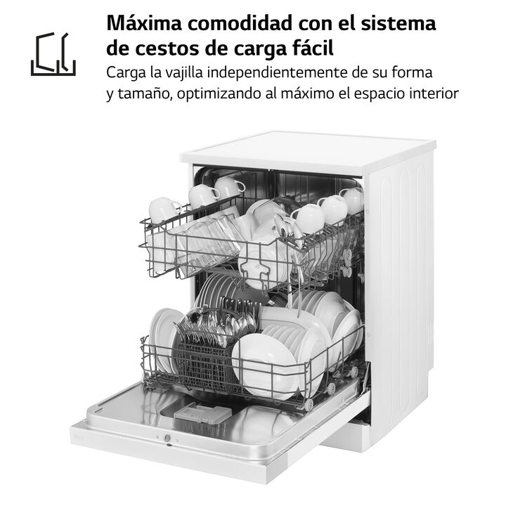 Lavavajillas LG 13 cubiertos con acero inoxidable, 8 programas y eficiencia E