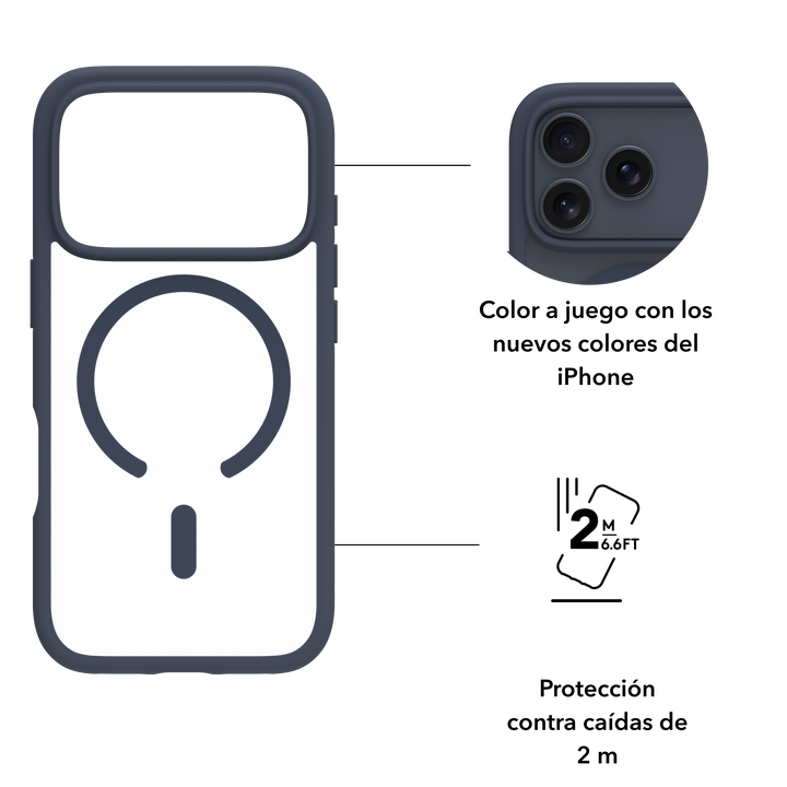 Funda iPhone 17 Pro Max Magsafe Azul + Protector Ecoshield