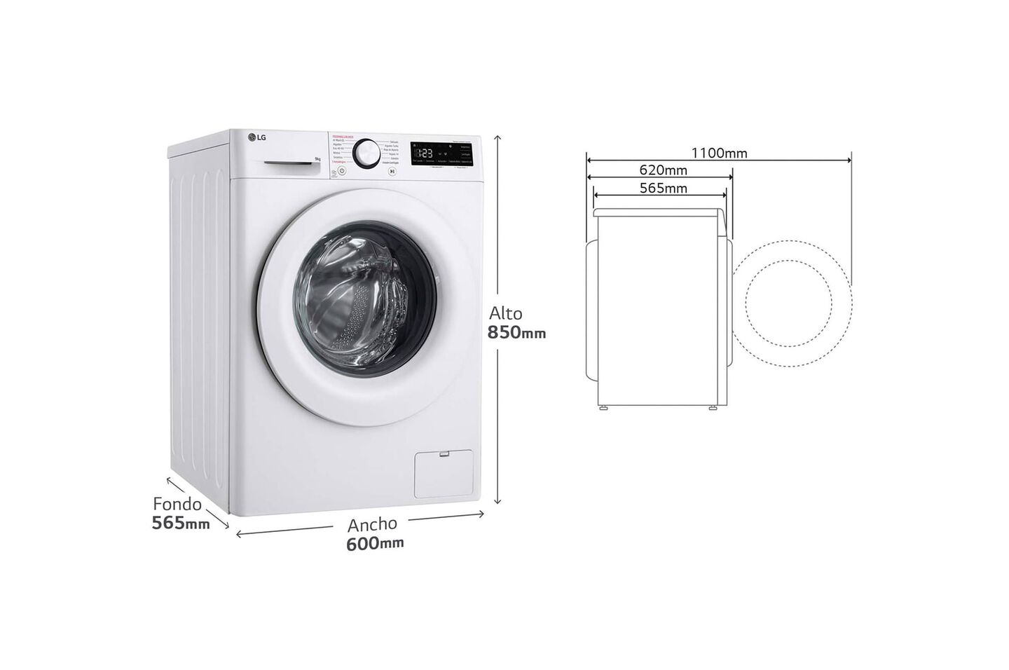 Lavadora LG 9 kg con AI Direct Drive, Steam y TurboWash 360