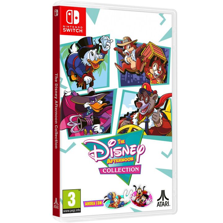 THE DISNEY AFTERNOON COLLECTION SWITCH JUEGO F&Iacute;SICO PARA NINTENDO SWITCH VERSI&Oacute;N ESPA&Ntilde;OLA GARANT&Iacute;A EUROPEA EUROPEAN WARRANTY

&iquest;Sientes la emoci&oacute;n? Viaja de nuevo a los a&ntilde;os 90 con tus personajes favoritos de los programas de Disney Afternoon en esta colecci&oacute;n de juegos retro de Disney para NES y SNES, ahora disponible en Nintendo Switch y Switch 2. Esta actualizaci&oacute;n exclusiva para Switch de la colecci&oacute;n original de 2017 a&ntilde;ade dos nuevos juegos &ndash; Bonkers y Goof Troop &ndash; a la selecci&oacute;n, para un total de ocho juegos, incluyendo DuckTales 1 & 2, Chip &lsquo;n Dale: Rescue Rangers 1 & 2, TaleSpin y Darkwing Duck. Es la primera vez que Goof Troop y Bonkers se reeditan en cualquier parte.

 

La colecci&oacute;n incluye mejoras que facilitan la jugabilidad de los juegos originales y varias funciones adicionales. La funci&oacute;n REWIND te permite corregir saltos fallidos y otros errores. SAVE te permite marcar tu progreso. Puedes poner a prueba tus habilidades en speedrun en los modos BOSS RUSH y TIME ATTACK, cada uno con clasificaciones online. Y puedes disfrutar de las melod&iacute;as que recuerdas en el MUSIC PLAYER. Luego, entra en el GALLERY MODE para echar un vistazo tras las c&aacute;maras en un fascinante museo virtual curado por los historiadores de Digital Eclipse.

 
Descripci&oacute;n de los juegos:

    BONKERS (SNES): Este exc&eacute;ntrico plataformas est&aacute; lleno de Easter eggs para los fans de Disney. Explora seis niveles de Toontown en busca de objetos desaparecidos: el Sombrero del Mago, la Voz de la Sirena y la L&aacute;mpara M&aacute;gica.

  

    GOOF TROOP (SNES): Una aventura cooperativa familiar protagonizada por el d&uacute;o padre-hijo, Goofy y Max. Resuelve acertijos mientras intentan rescatar a sus amigos de una isla pirata. Goof Troop es uno de los primeros juegos del desarrollador Shinji Mikami (Resident Evil, Dino Crisis).

 

    DUCKTALES (NES) y DUCKTALES 2 (NES): DuckTales para NES (1989) fue uno de los mayores &eacute;xitos de Capcom. Juega como el T&iacute;o Gilito con un bast&oacute;n que tambi&eacute;n funciona como arma y como pogo stick. Los niveles con m&uacute;ltiples caminos est&aacute;n llenos de secretos y sorpresas, adem&aacute;s de contar con una excelente banda sonora. La secuela es igual de divertida.

 

    CHIP &lsquo;N DALE RESCUE RANGERS (NES) y CHIP &lsquo;N DALE RESCUE RANGERS 2 (NES): Un d&uacute;o de plataformas cooperativas de 8 bits con los adorables detectives ardilla. Trabajad juntos para caminar y saltar a trav&eacute;s de los niveles, recogiendo bellotas, cajas y otros objetos para lanzarlos a vuestros enemigos.

  

    TALESPIN (NES): Un desafiante shoot &rsquo;em up de desplazamiento lateral, en el que vuelas por los cielos como Baloo en su avi&oacute;n, el Seaduck. Usa tus reflejos r&aacute;pidos y tus habilidades de pilotaje para superar la variedad de enemigos y jefes finales.

  

    DARKWING DUCK (NES): Combate el crimen como la mism&iacute;sima amenaza alada, Darkwing Duck, y enfr&eacute;ntate a una variedad de enemigos con tu pistola de gas.

 
Caracter&iacute;sticas:

    La Disney Afternoon Collection incluye ocho joyas de la era de 8 y 16 bits:
        Chip 'n Dale Rescue Rangers
        Chip 'n Dale Rescue Rangers 2
        DuckTales
        DuckTales 2
        Darkwing Duck
        TaleSpin
        Bonkers (*nueva expansi&oacute;n de la colecci&oacute;n*)
        Goof Troop (*nueva expansi&oacute;n de la colecci&oacute;n*)

 

    La edici&oacute;n f&iacute;sica incluye un verdadero tesoro de objetos f&iacute;sicos exclusivos: &iexcl;8 discos y 3 tarjetas coleccionables, y 2 l&aacute;minas de pegatinas!

 
&copy; 2017 Disney. &copy;CAPCOM U.S.A., INC. 2017 ALL RIGHTS RESERVED.