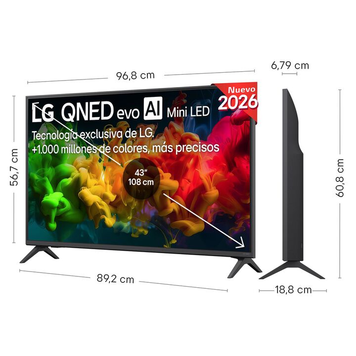 Smart TV LG QNED evo MiniLED AI QNED8E 43 pulgadas 4K 2026