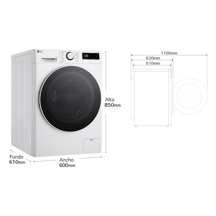 Lavadora LG 13 kg con AI Direct Drive, TurboWash 360 y Steam