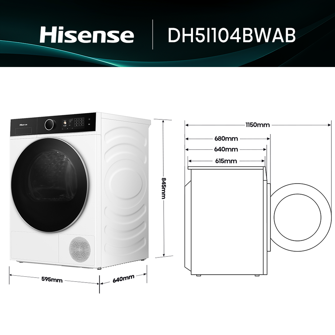 Sec.HISENSE DH5I104BWAB 10 Kg, Bomba de calor