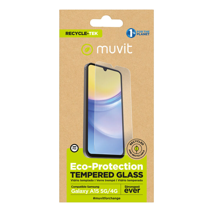 &iexcl;Cuida tu dispositivo y contribuye a cuidar el planeta! Nuestro protector de pantalla eco responsable muvit for change, aporta protecci&oacute;n extra a la pantalla de tu Smartphone sin perder la sensibilidad al tacto. De alta resistencia a impactos y ara&ntilde;azos con una dureza de 9H (m&aacute;xima escala), evitar&aacute; la rotura de tu pantalla ante un golpe o ca&iacute;da. Su tratamiento oleo f&oacute;bico, repele agua, grasa y suciedad. En muvit for change nos comprometemos a donar el 1% de los ingresos para el planeta*.
