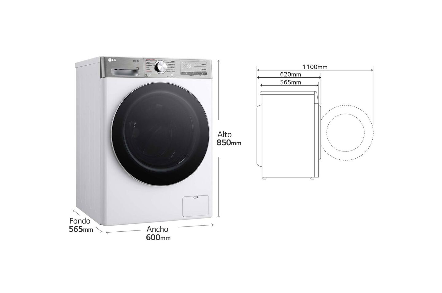 Lavadora 9 kg con IA, TurboWash y vapor Steam, m&aacute;s eficiente que clase A.