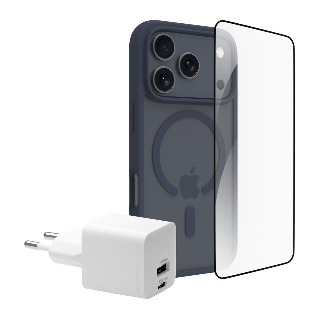 Funda iPhone 17 Pro MS + ECOPROTECTOR+cargador 30W