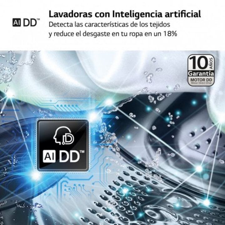 Lavadora LG 9 kg con AI Direct Drive, TurboWash 360 y Steam