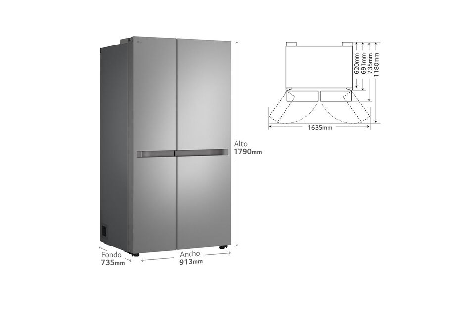 Frigor&iacute;fico Side by Side 664 L, clase E, Smart Inverter y compartimentos amplios.