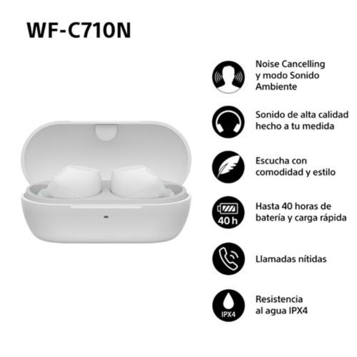 <p>Presentamos los auriculares inal&aacute;mbricos con Noise Cancelling Sony WF-C710N.-</p>