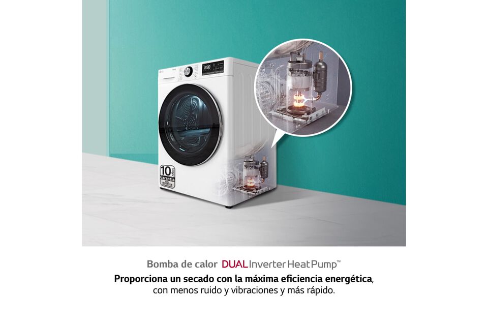 Secadora LG 9 kg con bomba de calor Dual Inverter, Wi-Fi, Eco Hybrid y función antialergias