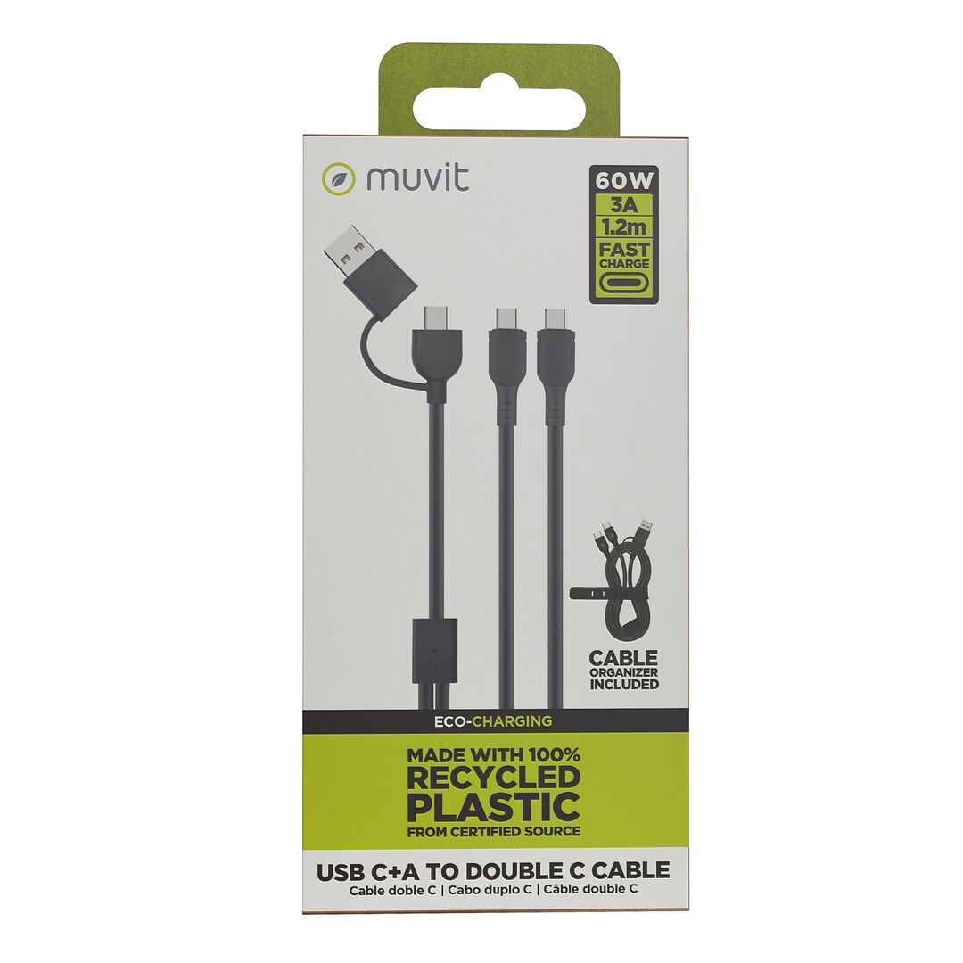 Cable Tipo C + Tipo A a doble cable tipo C