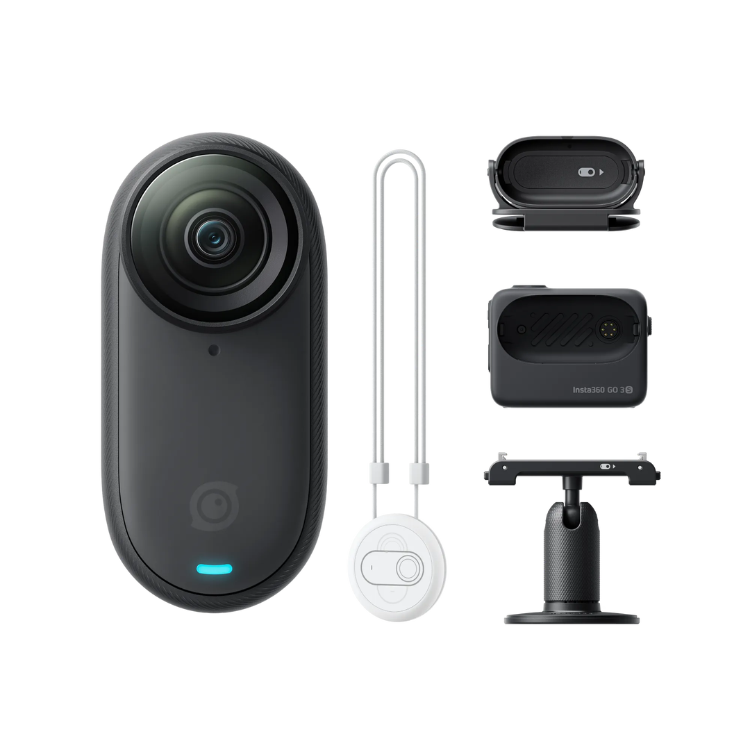 La Insta360 GO 3S es una cámara de acción compacta y ligera, diseñada para la captura de POV (Point of View) y una gran versatilidad de montaje