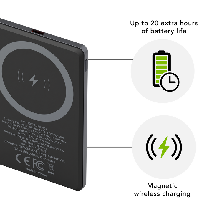 Funda iPhone 17 MS Negra + ECO PROTECTOR+ PowerBank Wireless 5.000mAh