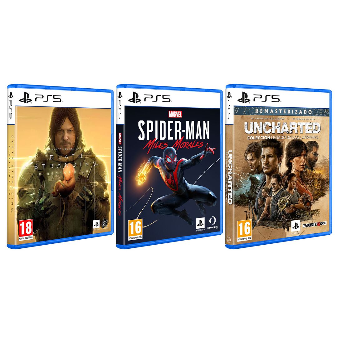 Pack DeathStranding+Uncharted+SpiderManMorales PS5