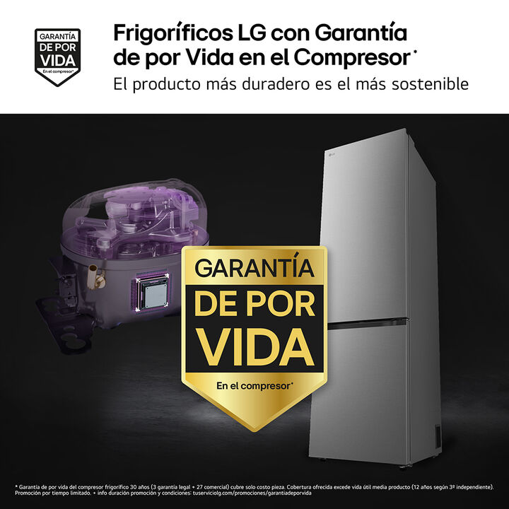Frigor&iacute;fico Combi LG GBBSJ20EPY, 341L, No Frost, DoorCooling+, Inox antihuellas, Clase E