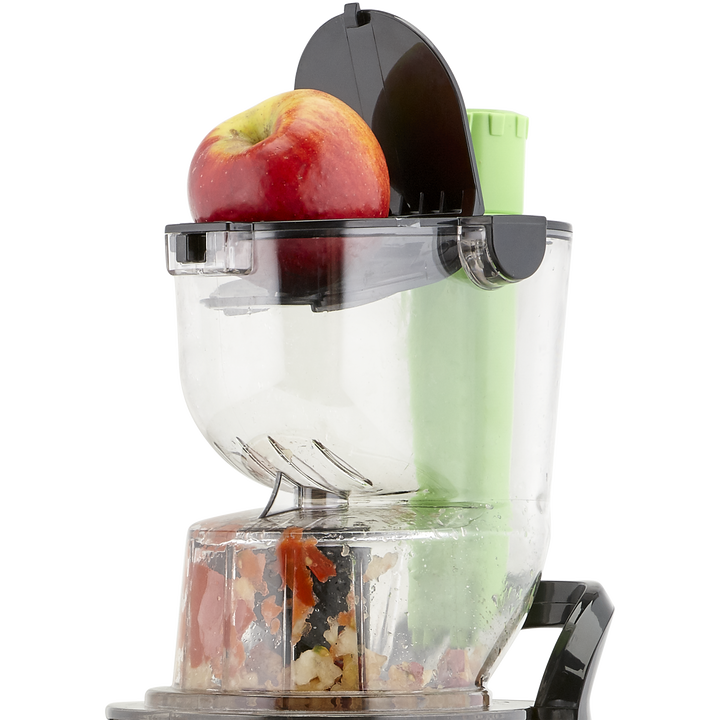 El exprimidor lento Princess 202045 Easy Fill hace que sea sencillo exprimir los zumos de frutas y verduras m&aacute;s deliciosos. El gran tubo de alimentaci&oacute;n inclinable no requiere que corte la mayor&iacute;a de los ingredientes. Productos grandes, como manzanas y tomates, caben enteros. La t&eacute;cnica del exprimidor lento perfectamente adaptada exprime el zumo de todas las frutas y verduras para obtener una cantidad de zumo mucho mayor. El exprimidor lento se adapta a la perfecci&oacute;n a su estilo de vida saludable y es, adem&aacute;s, muy sencillo de limpiar.