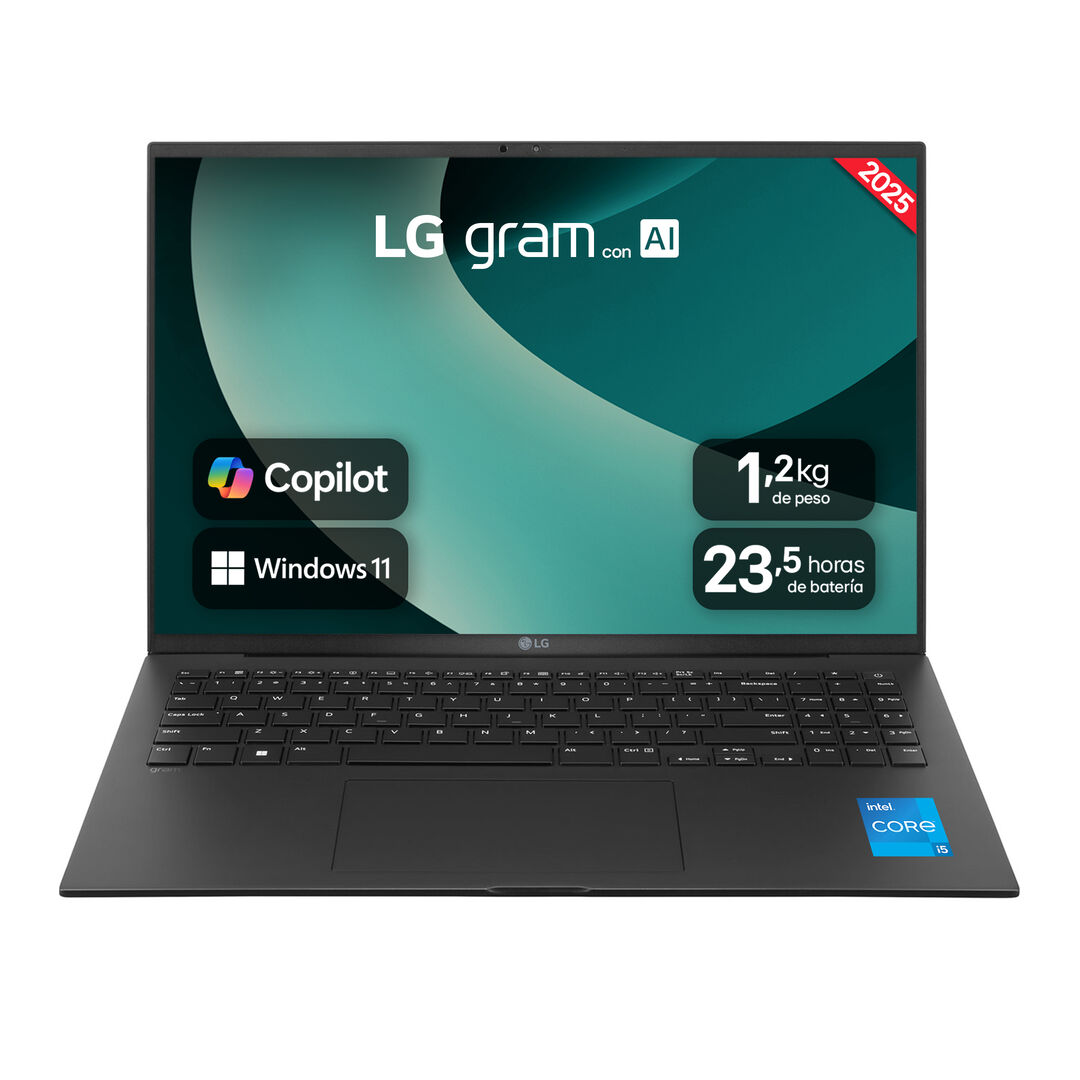 Port&aacute;til 16" LG gram - 16Z90RU, Windows 11, Intel&reg; Core&trade; i5, 16 GB RAM, 512 GB SSD, Panel IPS WQXGA (2560x1600), Ligero 1,2 kg, 23,5 horas de bater&iacute;a, Negro