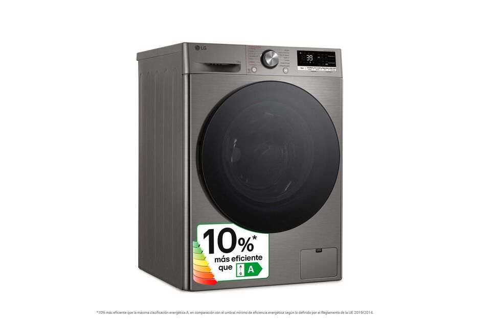 Lavadora 10 kg Inox con IA, TurboWash y vapor Steam+, sin Wi-Fi.