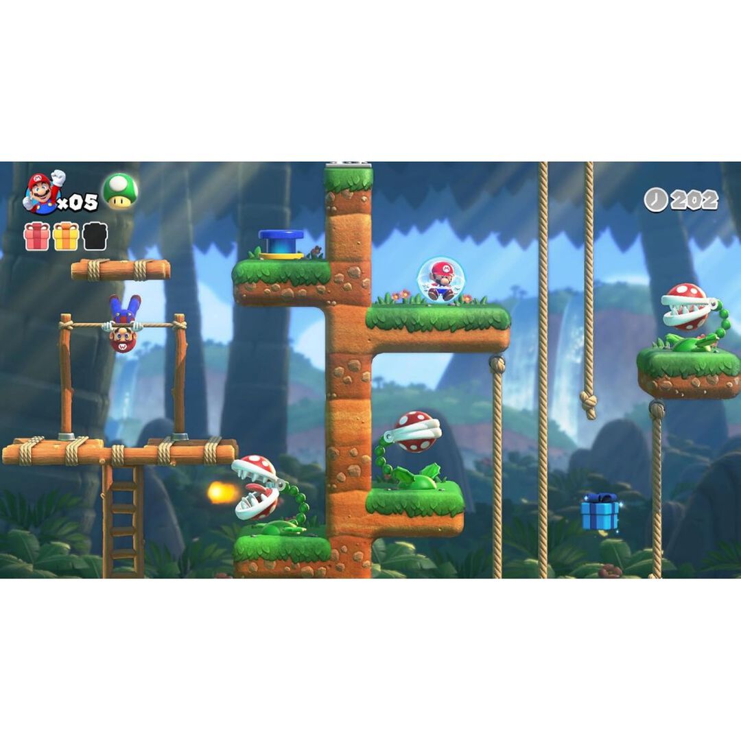 MARIO VS DONKEY KONG NINTENDO SWITCH VERSIÓN ESPAÑOLA

¡Estos juguetes tienen cuerda para rato!

La chispa de rivalidad que prendió en Game Boy Advance se reaviva en Mario vs. Donkey Kong para Nintendo Switch, que cuenta con gráficos totalmente nuevos. Resuelve todo tipo de puzles y pon a prueba tus dotes para las plataformas en tu afán por recuperar los Minimarios robados.

¡Arrebátale los Minimarios a Donkey Kong!

Donkey Kong quería hacerse con el nuevo Minimario de juguete, pero, como ya no quedaba ni uno, decidió irrumpir en la fábrica y robar todas las existencias. ¡Ahora le toca a Mario ir detrás de él para recuperar los juguetes!

Pon a prueba tu ingenio con puzles y plataformas

¡Te aguardan niveles repletos de puzles! Avanza por ellos y usa la llave para abrir la puerta tras la que se oculta un Minimario.

Observa el entorno con atención, tira de astucia para decidir la mejor ruta y lúcete en las plataformas para superar obstáculos y llegar hasta los juguetes robados.
¡Diversión para dos!

Pásale un mando a otro jugador para que te eche una mano en el modo cooperativo local. Con la ayuda de un amigo o un familiar, ¡quizá descubras nuevas rutas a través de niveles peliagudos!