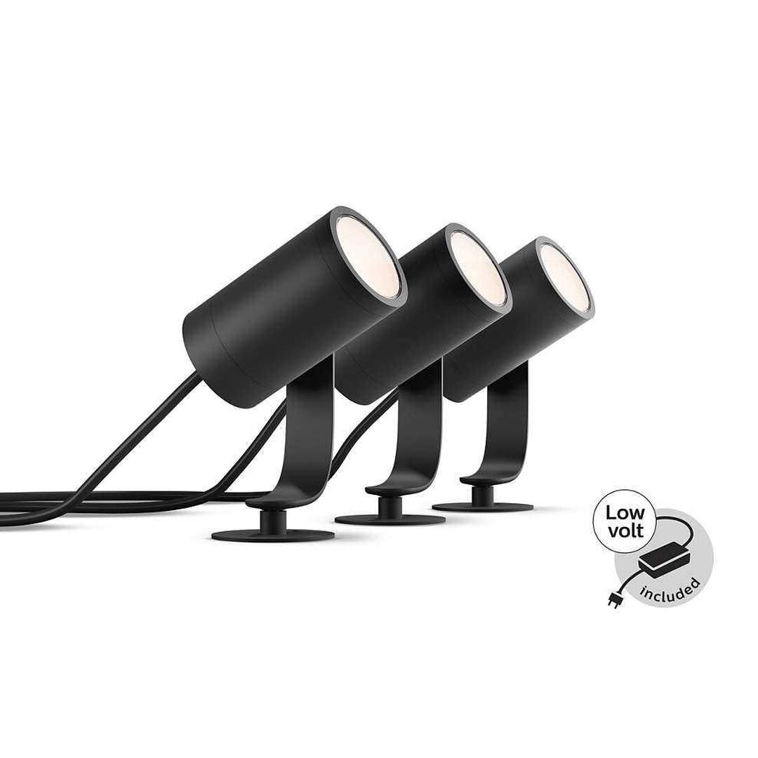 Foco Orientable Pincho&nbsp;Lily Philips Hue White&nbsp;& Color Inicio. Bridge NO&nbsp;incluido. Dimmer Switch NO incluido.
Solo tienes que conectarlos para disfrutar de los 16 millones de colores para mejorar la belleza de tu jard&iacute;n o crear cualquier ambiente que desees. La unidad b&aacute;sica proporciona 3 puntos de luz, todos los cables y la fuente de alimentaci&oacute;n que necesitas para empezar.