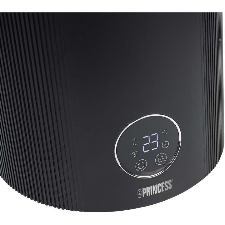 Calefactor cer&aacute;mico 360&deg; con panel de cristal Smart, controlado por app, Control Manual, por Smartphone o Voz, App Gratuita. 1800W de potencia para habitaciones de 25 m&sup2;. Termostato ajustable y funcionalidad inteligente